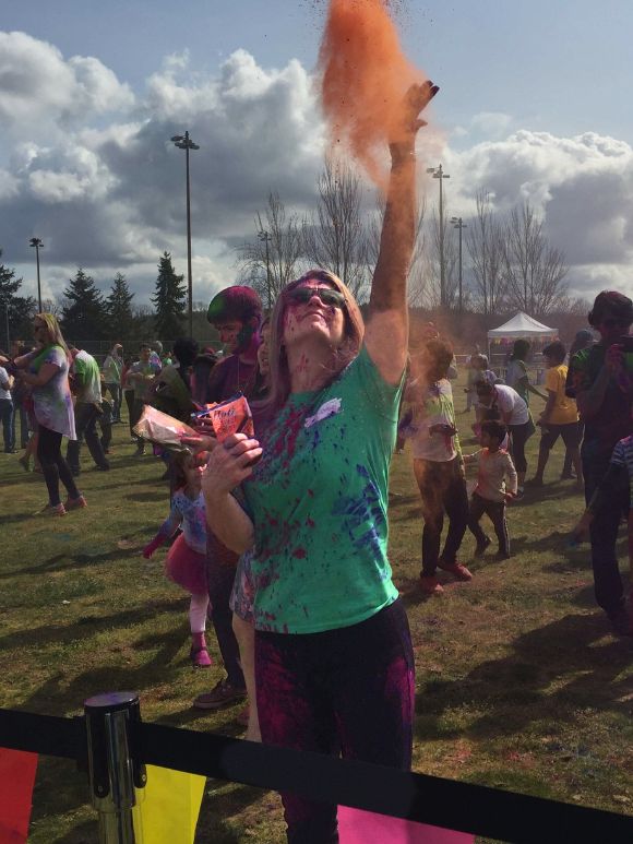 Angela celebrating Holi