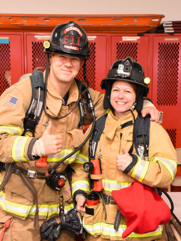 Angela at firefighter training camp