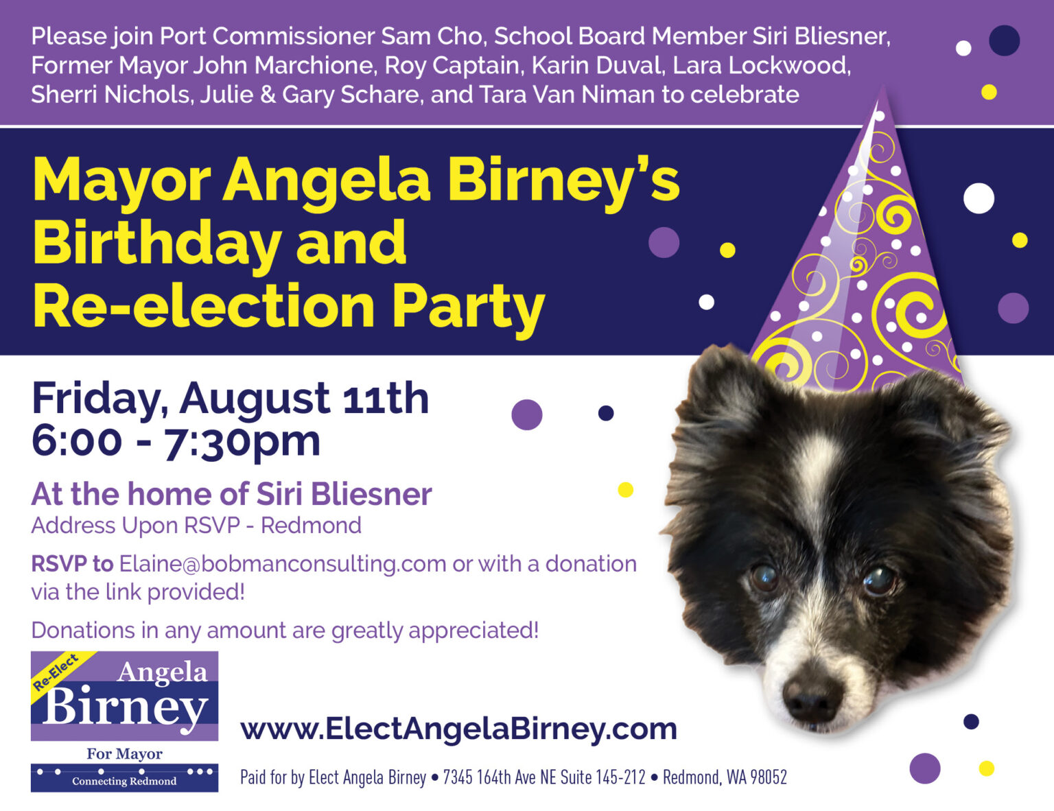 Angela's 2023 birthday party invitation